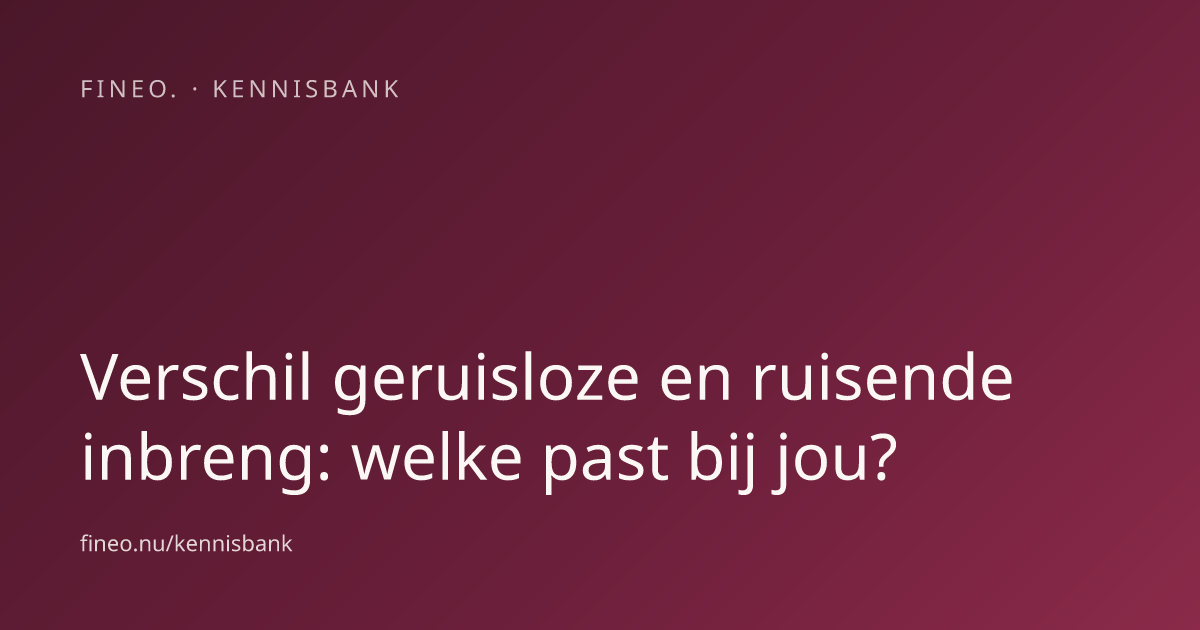 Geruisloze vs Ruisende Inbreng 2026